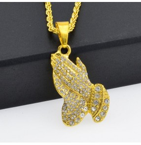 Rapper singers hiphop jazz dance necklace for men youth gogo dancers neck chain bergamot set diamond necklace hip hop hip hop hip hop pendant for men and women